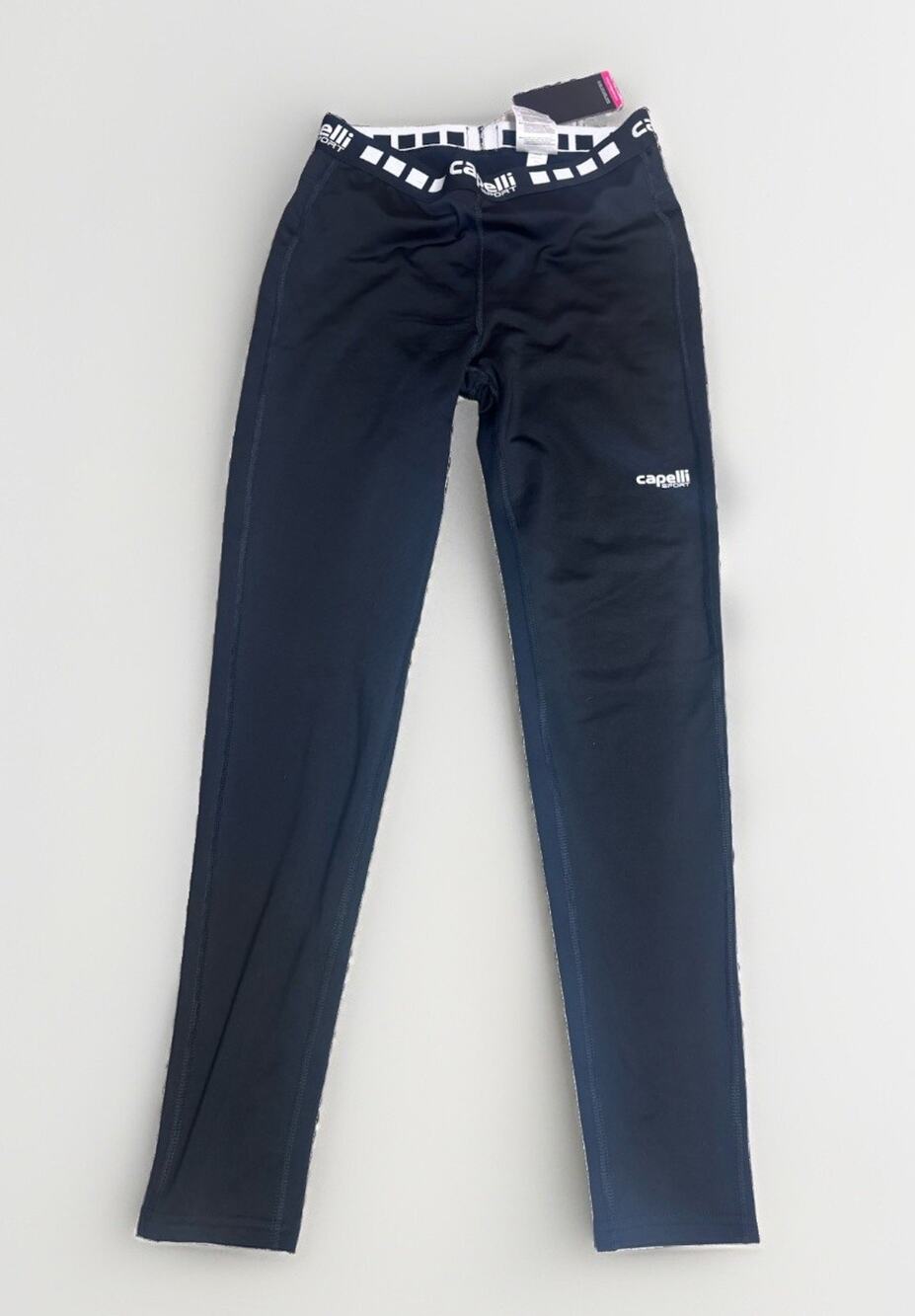 Capelli Sport Womens M Black Compression Leggings Logo Waist Athletic Pants NWT